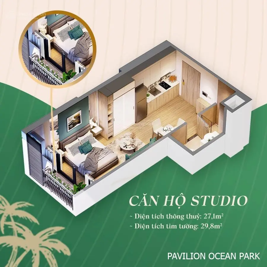 Chỉ cần 800tr sở hữu căn Studio tòa P2, hướng Đông Nam, view nội khu rất đẹp