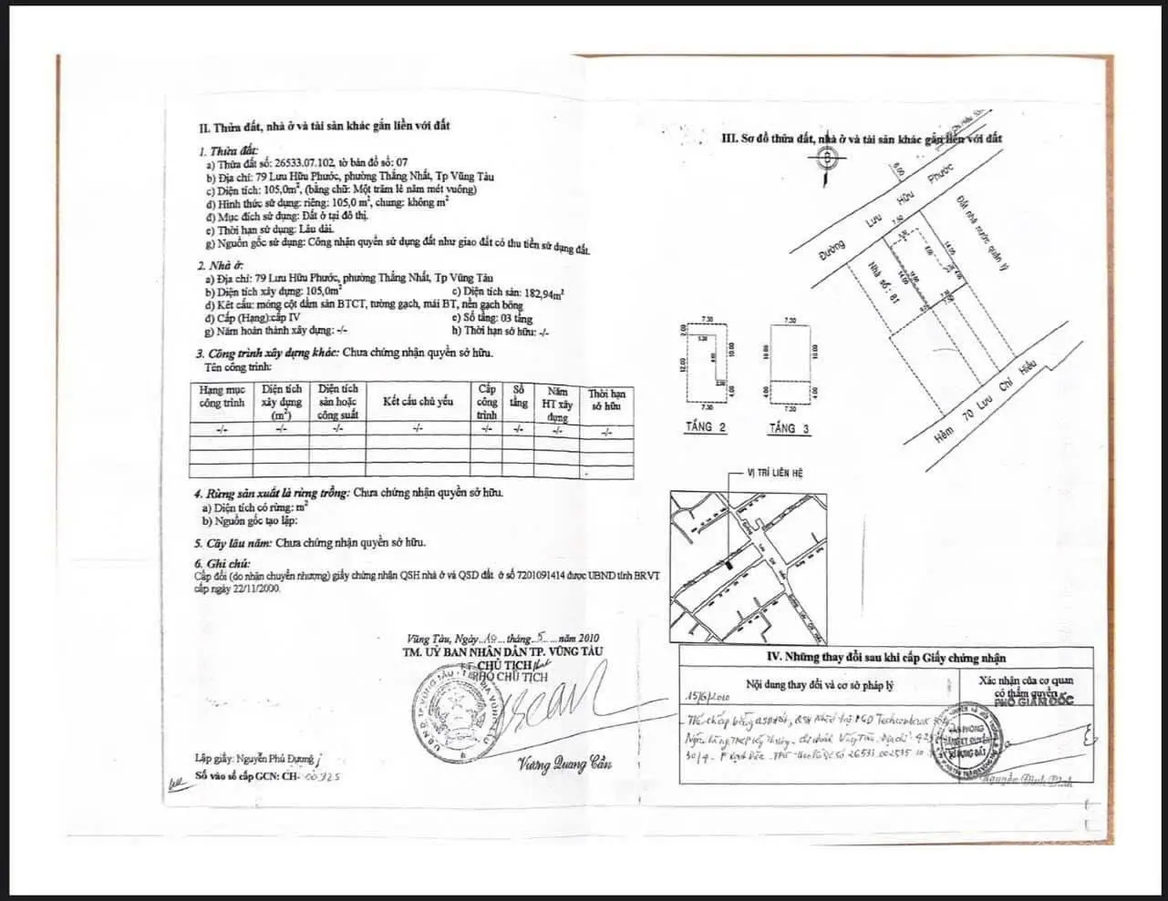 Bán nhà mặt tiền đường Lưu Hữu Phước - Phường Thắng Nhất - TP Vũng Tàu