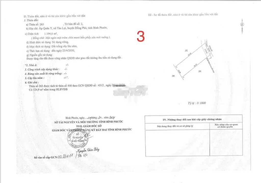 LÔ 1194m Tân Lợi , Đồng Phú , Bình Phước Giá Chỉ Từ 495tr