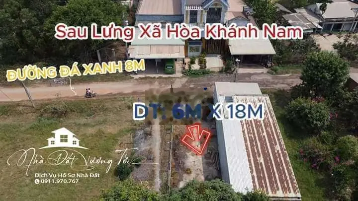 Mặt tiền 6x18 đường chính sau xã Hoà Khánh Nam