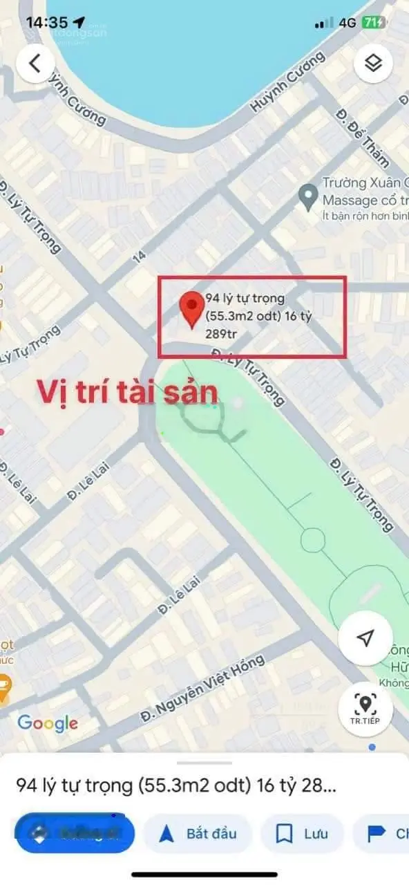 Bán nhà 2 mặt tiền đường Lý Tự Trọng với đường Trương Định (đối diện công viên Lưu Hữu Phước)