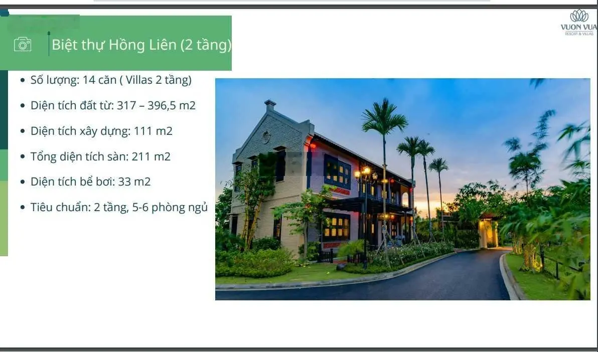 Bán Biệt thự Hồng Liên Vườn Vua Resort, view đầm sen Bạch Thủy, vườn thượng uyển 40 tiện ích, có sổ