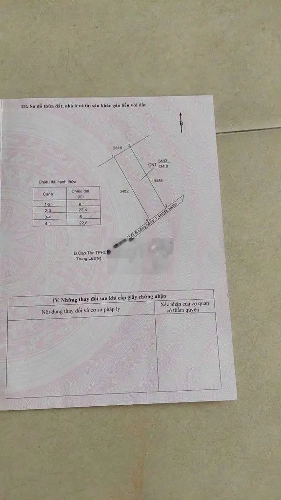 Đất thổ mt hẻm thuộc Lợi Bình Nhơn tp tân an long an