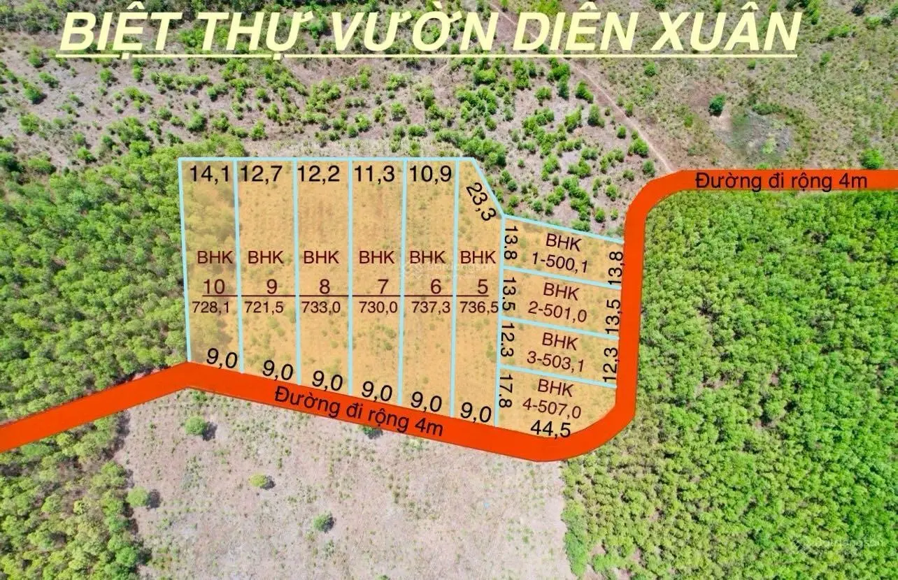 Giá đầu tư lô biệt thự vườn Diên Xuân 150tr