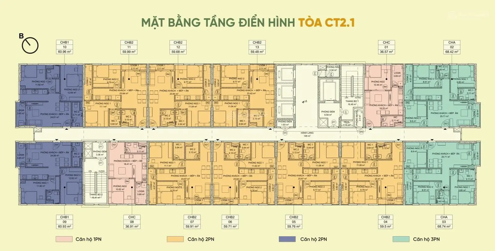 Bán chung cư 2pn 2wc - 1.452 tỷ - cho thuê 9tr/tháng. Sổ đỏ lâu dài, thanh toán linh hoạt