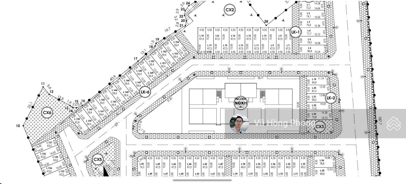 Chỉ từ 990 triệu/lô. Mở bán 148 lô đấu giá Văn Đẩu - Kiến An. Ở giữa là tòa nhà ở xã hội cao tầng