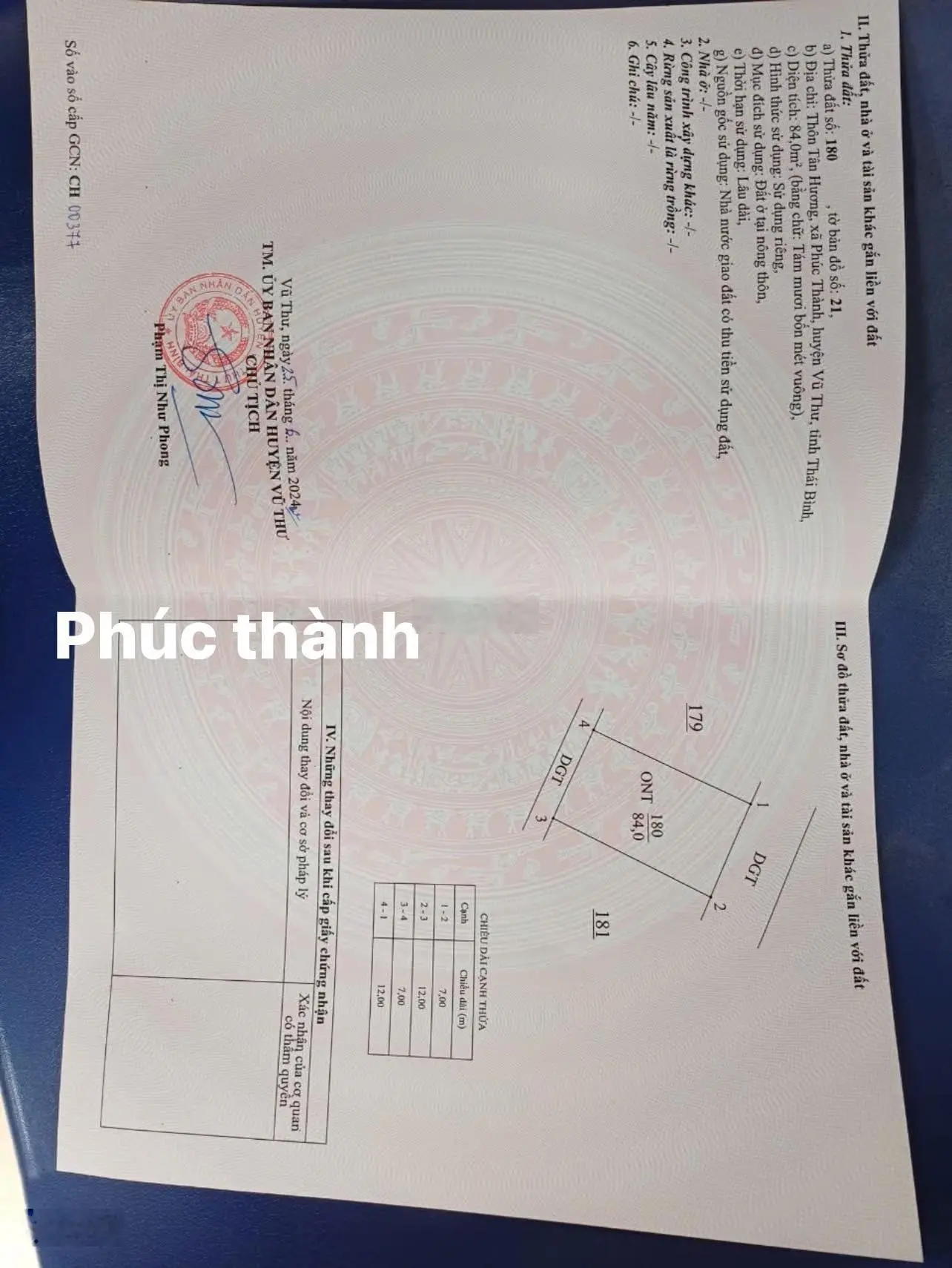 Bán đất Tại Phúc Thành Vũ Thư Thái Bình