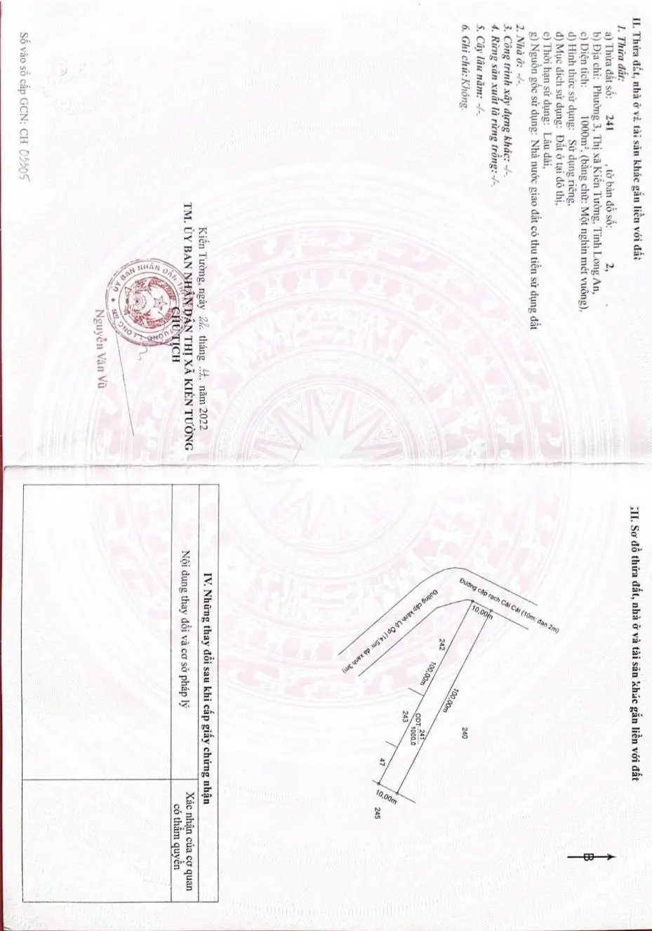 Bán đất tại phường 3, kiến tường, long an giá ưu đãi 3,9 tỷ vnd, diện tích 1000m2