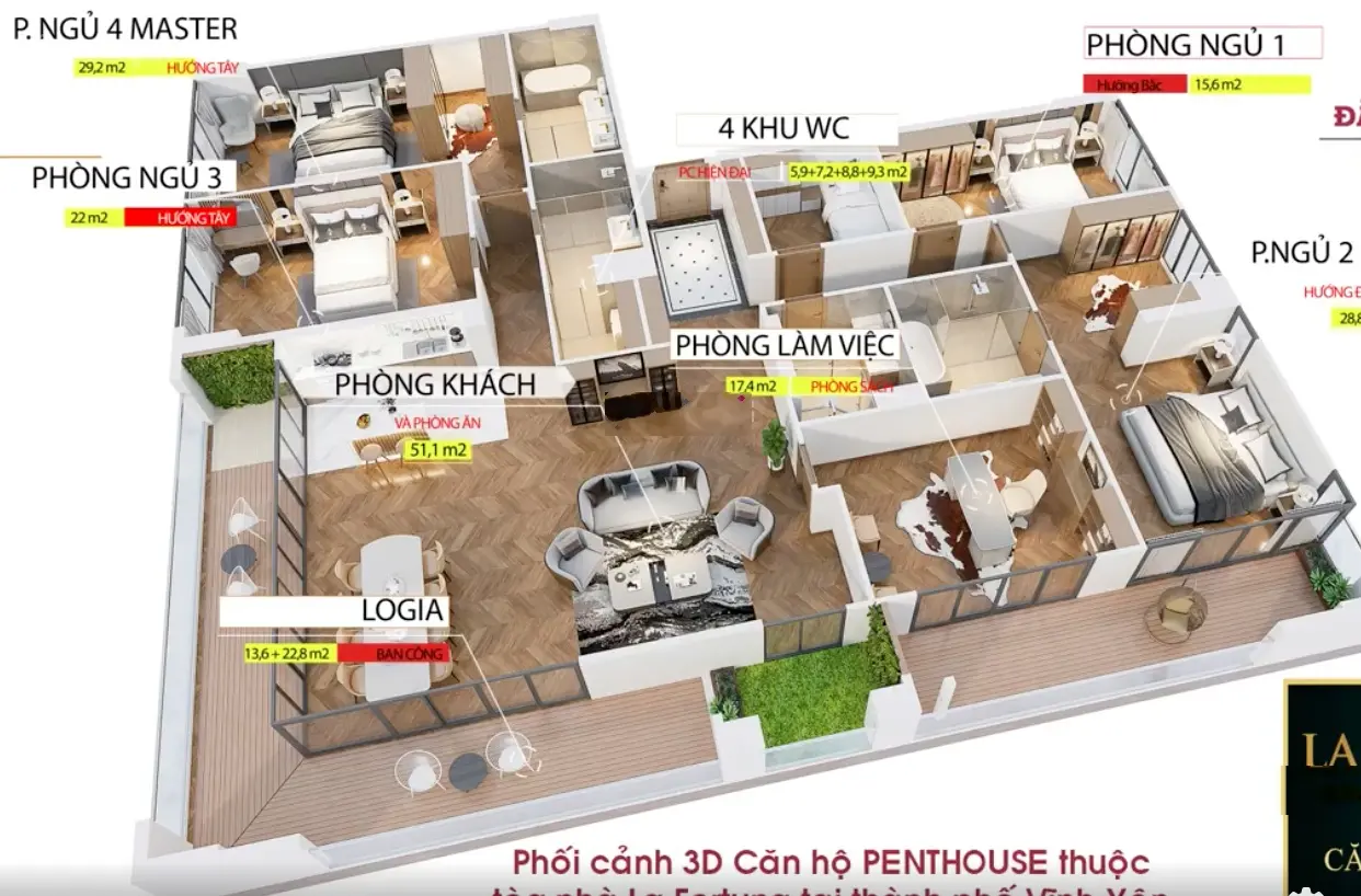 Bán suất Penthouse ngoại giao chung cư La Fortuna Vĩnh Yên, Vĩnh Phúc