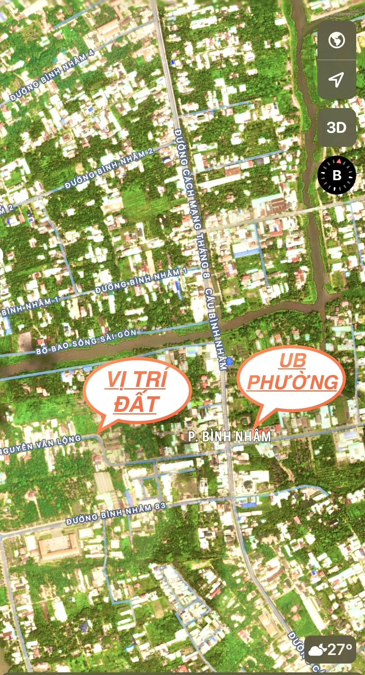 Đất Bình Nhâm Cách Uỷ Ban Phường Khoảng 500m Đường Chim Bay, Sổ Hồng Riêng Vao Sang Tên.