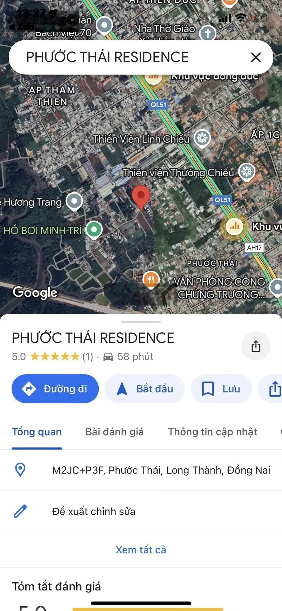 Khu Phước thái Residence full thổ cư - Diện tích 105m2