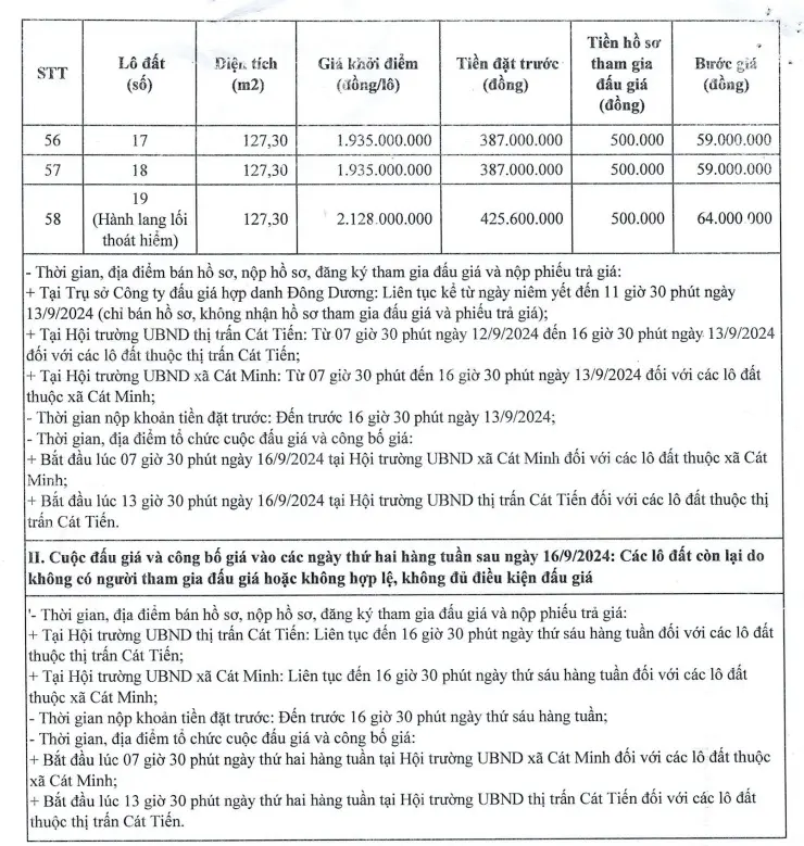 Đất đấu giá khu Suối Ông Sung, TT Cát Tiến. Cách biển 250m. Giá: 1,7 tỷ