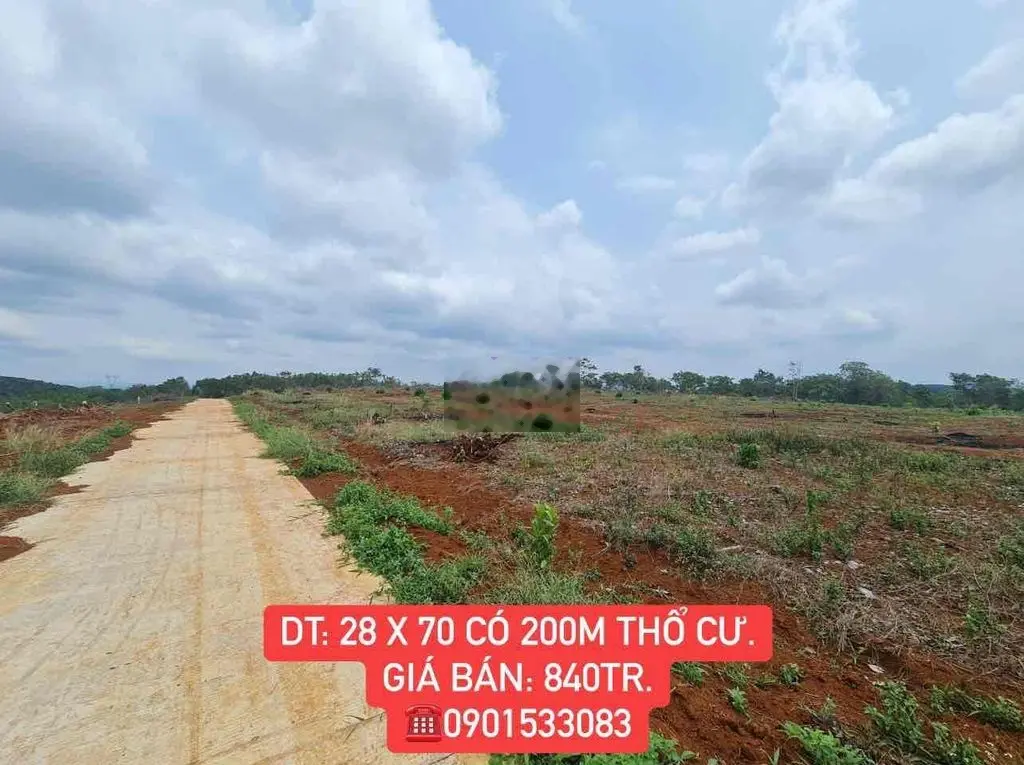 Cần Bán Đất cách QL 14 1,9Km gần UBND Xã Đăk Ru, Đăk R'lấp. DT 28 x 70