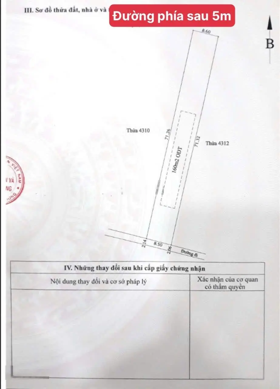 Kẹt tiền tôi bán lô đất DT 609m 2 mặt tiền ngang 8,6m đường bê tông 6m xe tải, gần KDC Vĩnh Phú 1