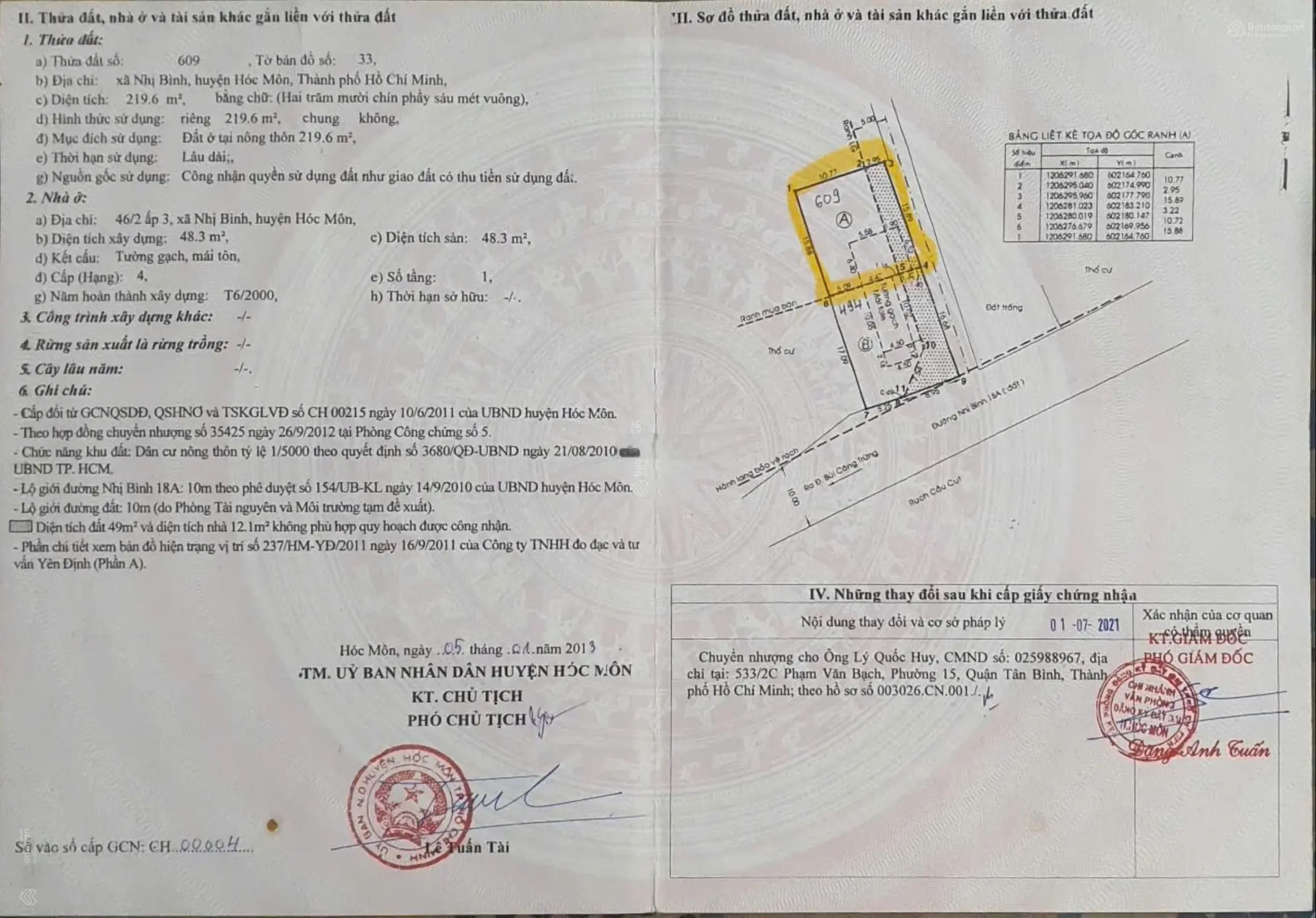 Đất Nhị Bình 18, DT: 220m2 thổ cư, SHR, cách Bùi Công Trừng chỉ 70m