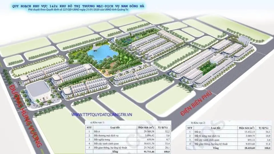 Bán đất KĐT Nam Đông Hà kèm bảng tổng hợp giá hiện tại theo trường