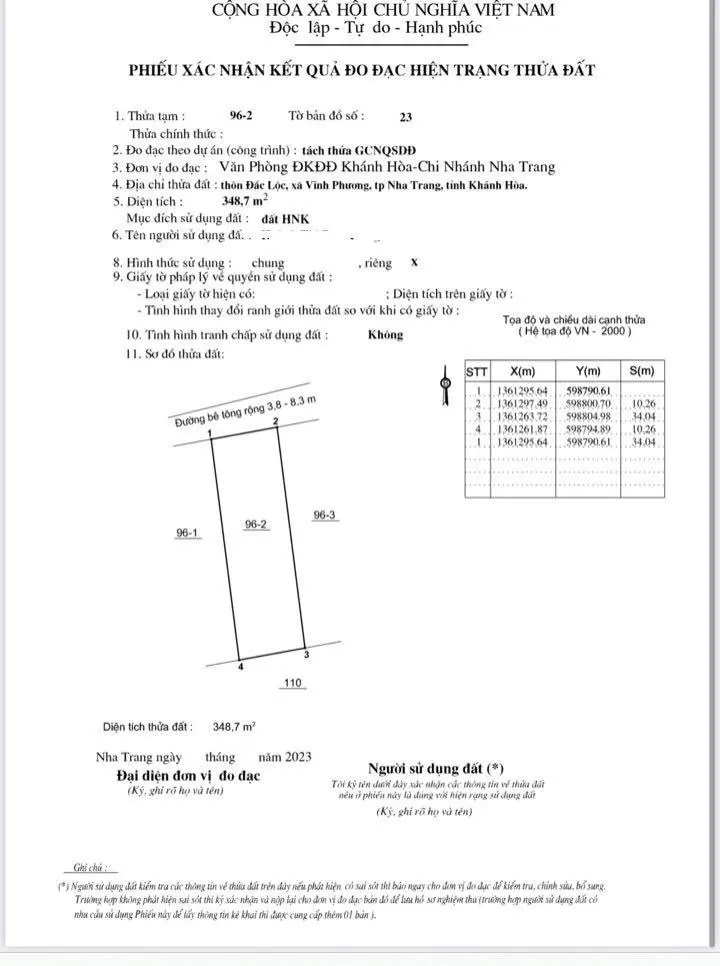 Bán đất thôn Đắc Lộc xã Vĩnh Phương 3tr/m2 thương lượng