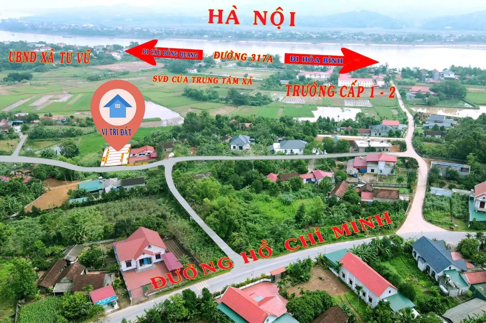 (Cực hiếm) đất 132m2 gần Vườn Vua Resort, 100% thổ cư, gió sông Đà rì rào mát mẻ - chỉ 410 triệu