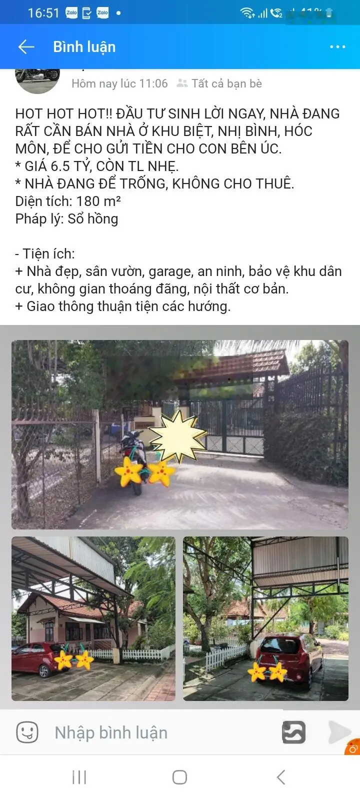 Hot hot hot! nhà biệt thự vườn, nhị bình, hóc môn180m2, 6.5 tỷ, tl nhẹ