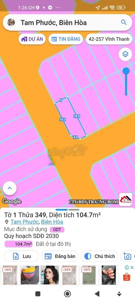 Bán Lô Góc Thổ Cư Sổ Riêng Thổ Cư 100% Phường Tam Phước ,Biên Hòa