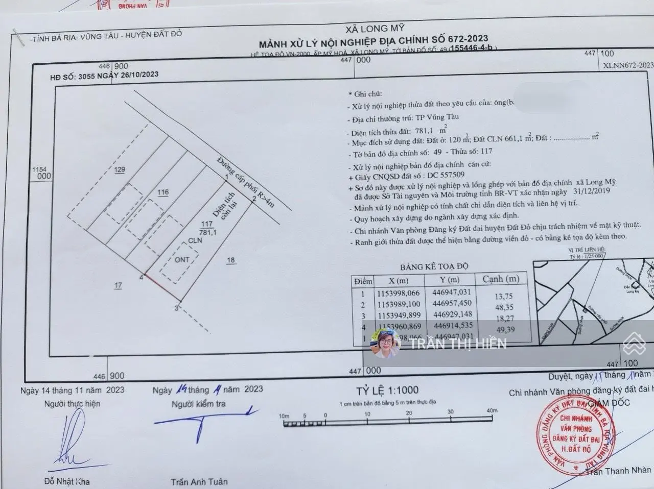 Long Mỹ đang sáp nhập thị trấn Phước Hải cách biển 3km; 782m2 - 120m2 TC