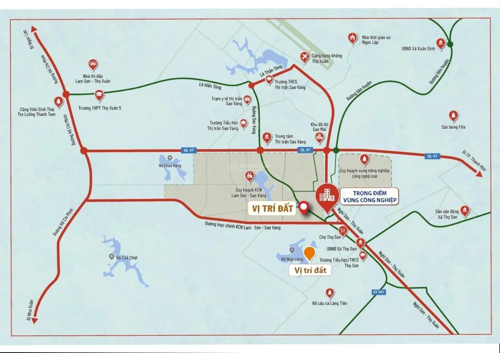 Vị trí hiếm - full thổ giá siêu rẻ, cách KCN lam Sơn Sao Vàng ~1km, cách hồ Ngô Công 800m