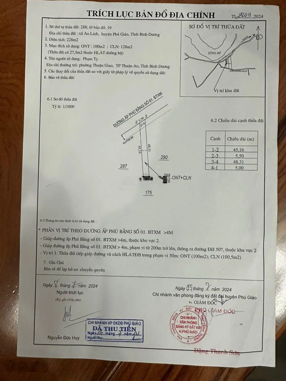 Tôi CC bán 2 lô SR MT Phú Bằng DT 5x58x100TC, đường bê tông thông tứ hướng. LH 0948 379 *** CC