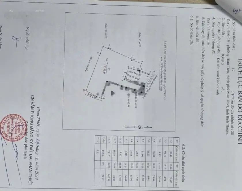 Cần bán 16, 847,2m2 đất mặt tiền đường, Huỳnh Thúc Kháng, giáp với mặt biển