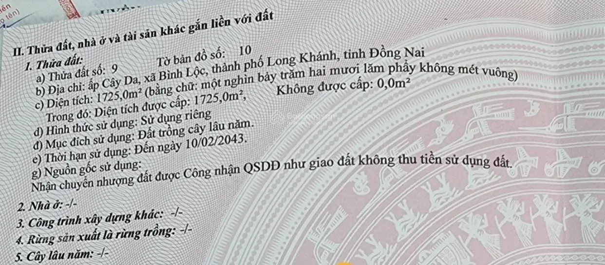 Tôi bán gấp lô đất 1,7 sào vườn cây ăn trái mặt tiền đường tại xã Bình Lộc Long Khánh LH 0398 586 ***