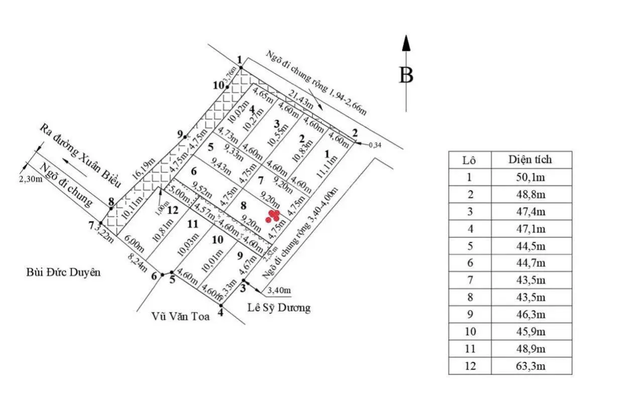 45.8m2 ngang 4,85m đất đường Xuân Biều, Nguyễn Lương Bằng, Kiến An - Giá 690 triệu