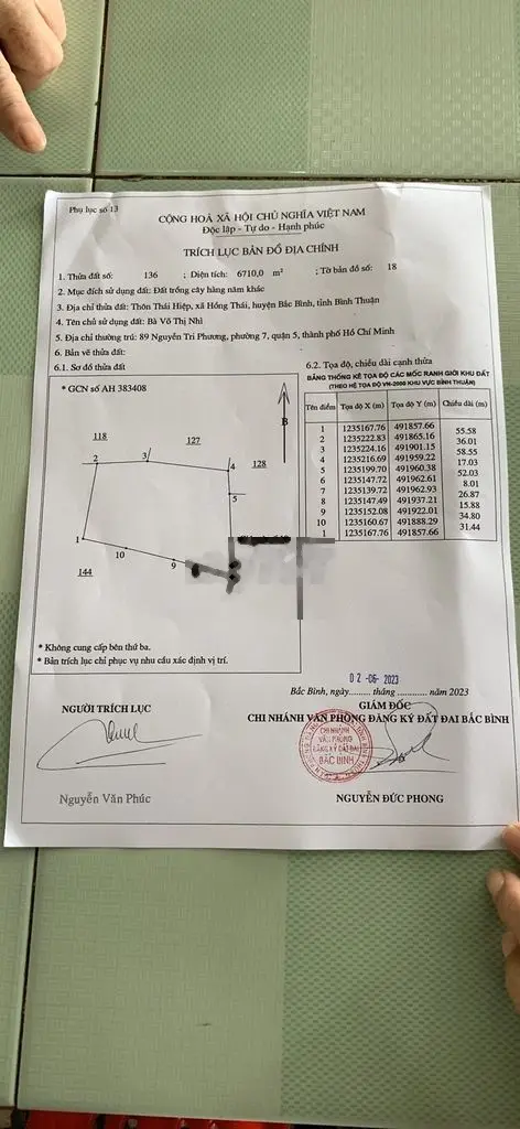 Đất xã hồng thái Diện tích 6710m2 đã có sổ hồng.