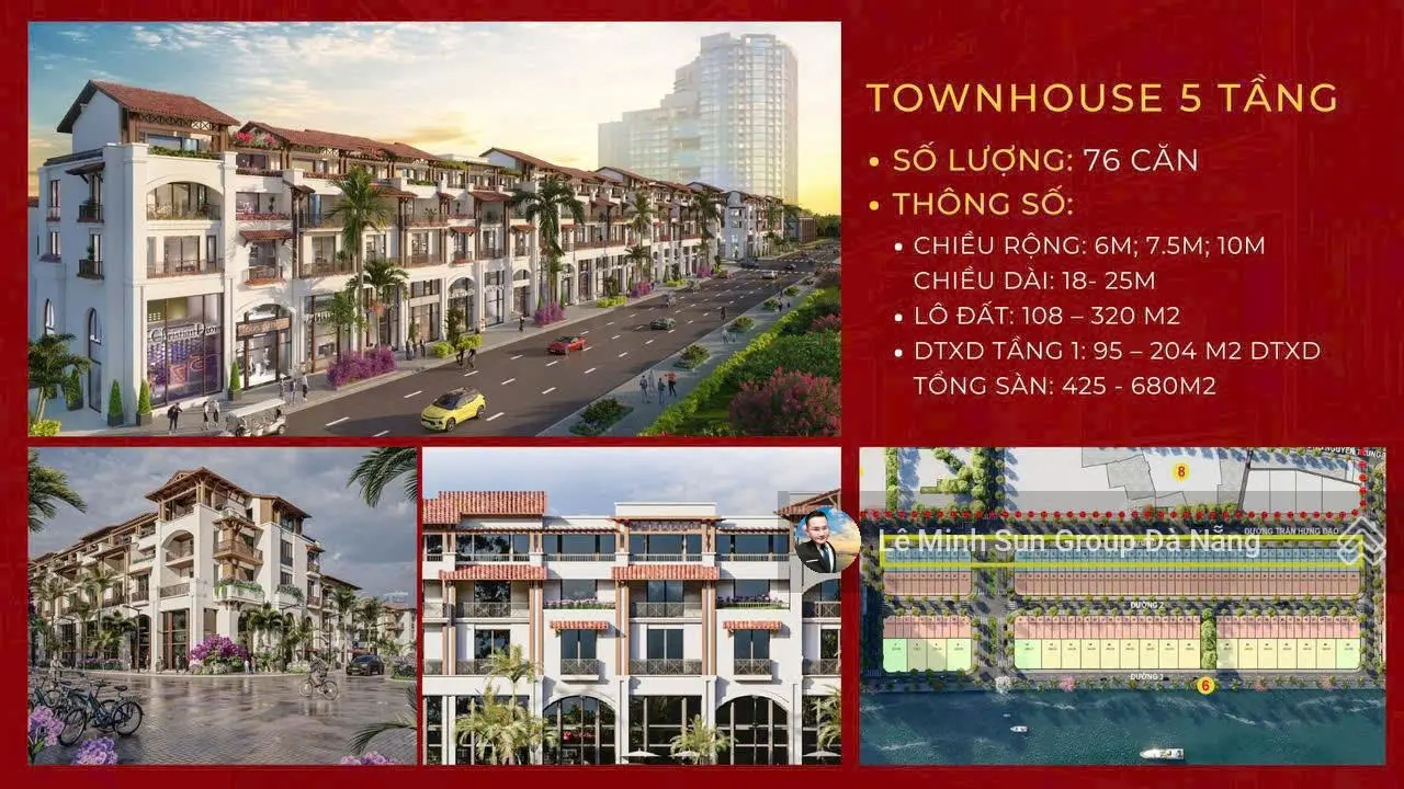 Bán shophouse Sông Hàn 3 tầng - chỉ từ 68 tr/m2 xây sẵn - sổ hồng lâu dài - booking giai đoạn 1