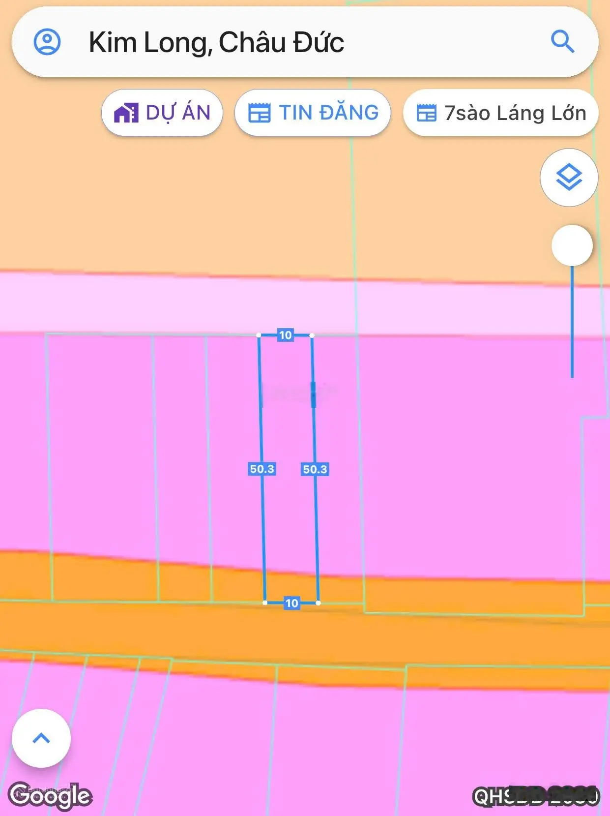 Bán 10x50 có 100tc đất Kim Long, huyện Châu Đức, BRVT. Giá 1 tỷ 580tr.