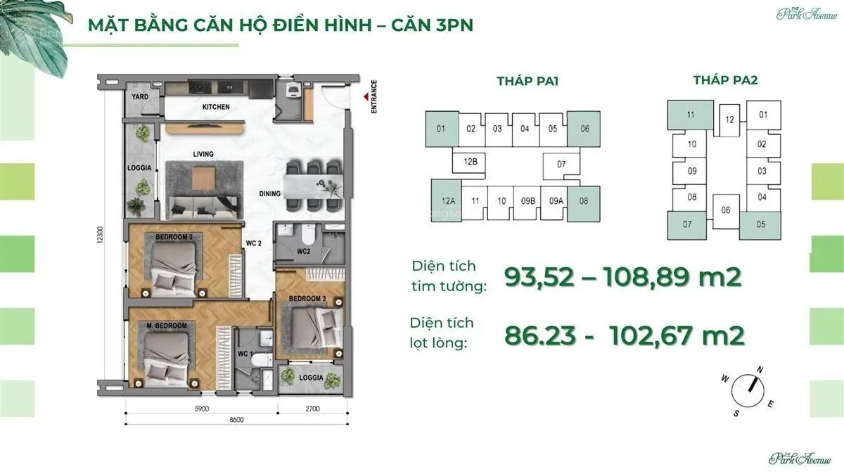 Flashdeal 3PN (86m2) ban công Đông Nam, tầng trung, giá bán 6,2 tỷ đã bao gồm VAT. 0909 750 ***