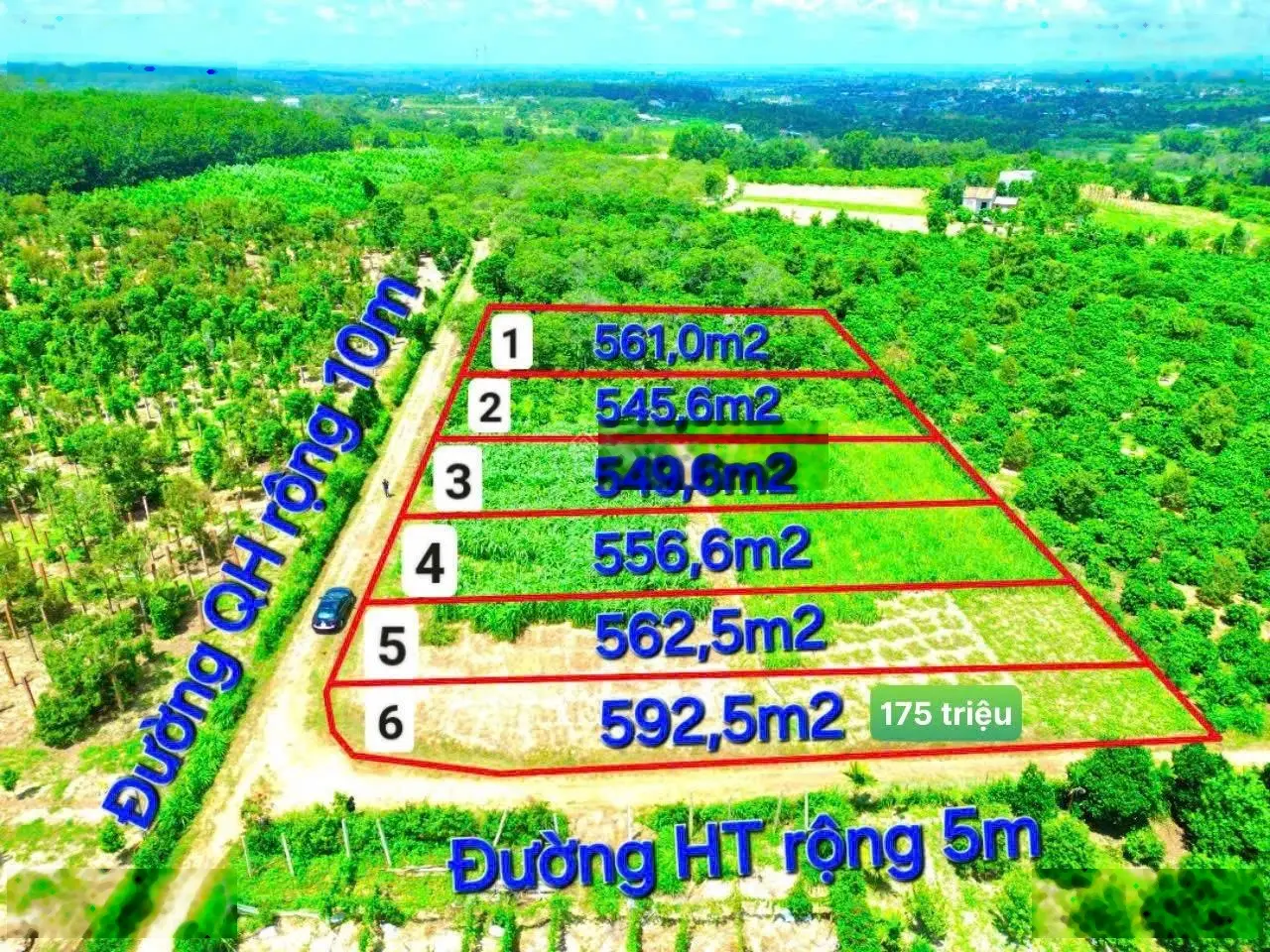 BÁn sổ hồng góc 2 mặt tiền 592m2 ngang 12mét quy hoạch ODT, cách nhựa DH02 1.5km_ Giá F0 175 Triệu