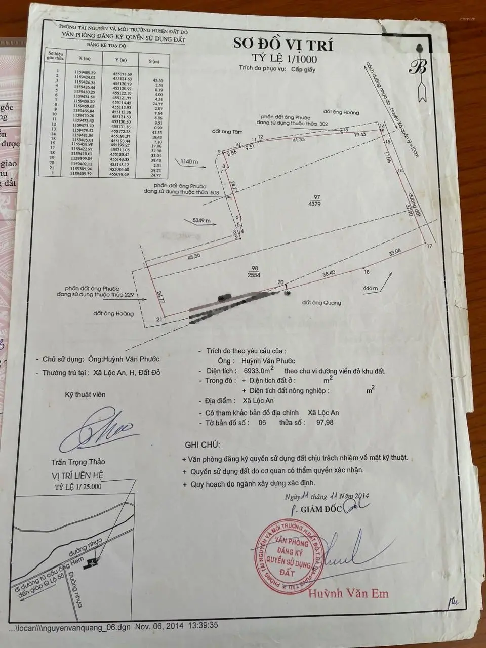 Cần bán lô đất xào tại xã Lộc An, Huyện Đất Đỏ, BRVT