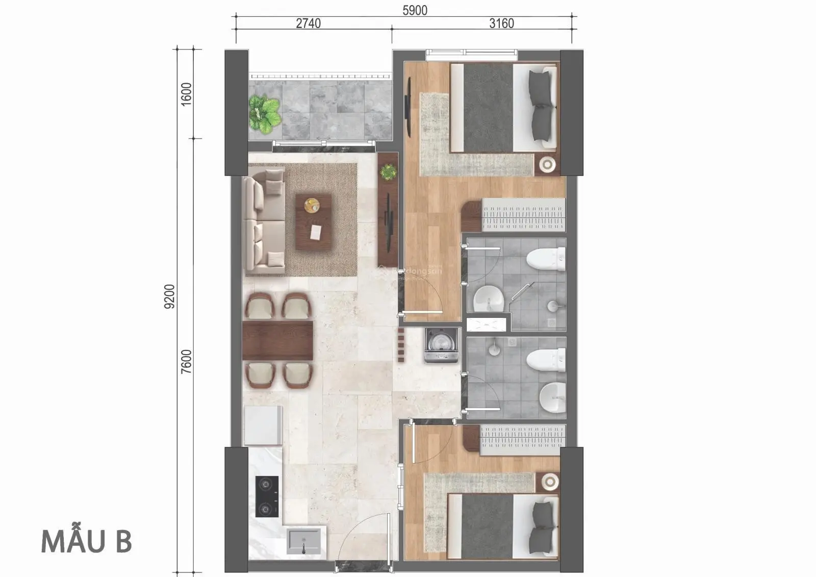 Nhượng lại suất nội bộ căn 2PN - 2WC đẹp nhất dự án chỉ 350Tr nhận nhà, thuê lại 12tr/th. CK 5.6%