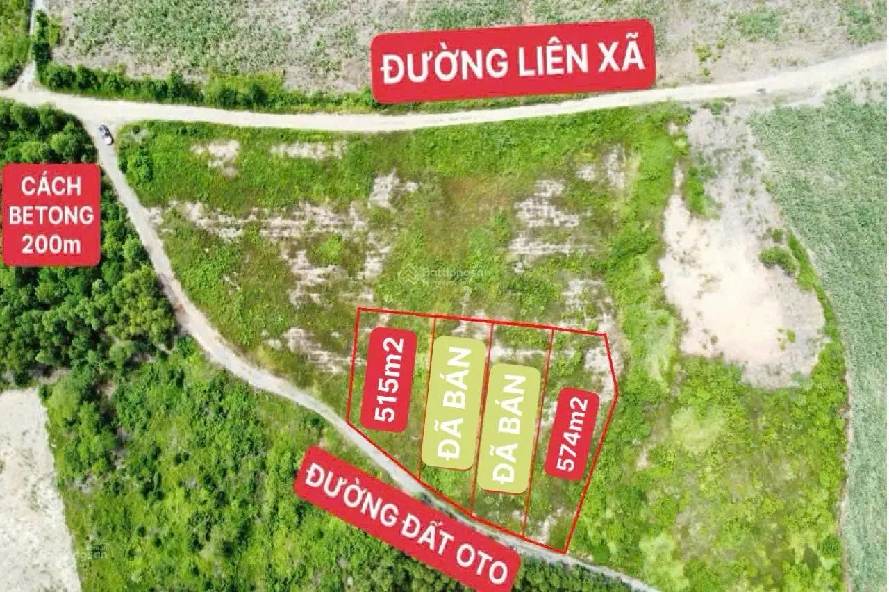 Diên Xuân đường oto Lô 1: 574m2 ngang 10m giá 165tr Lô 4: 515m2 ngang 17m giá 175tr