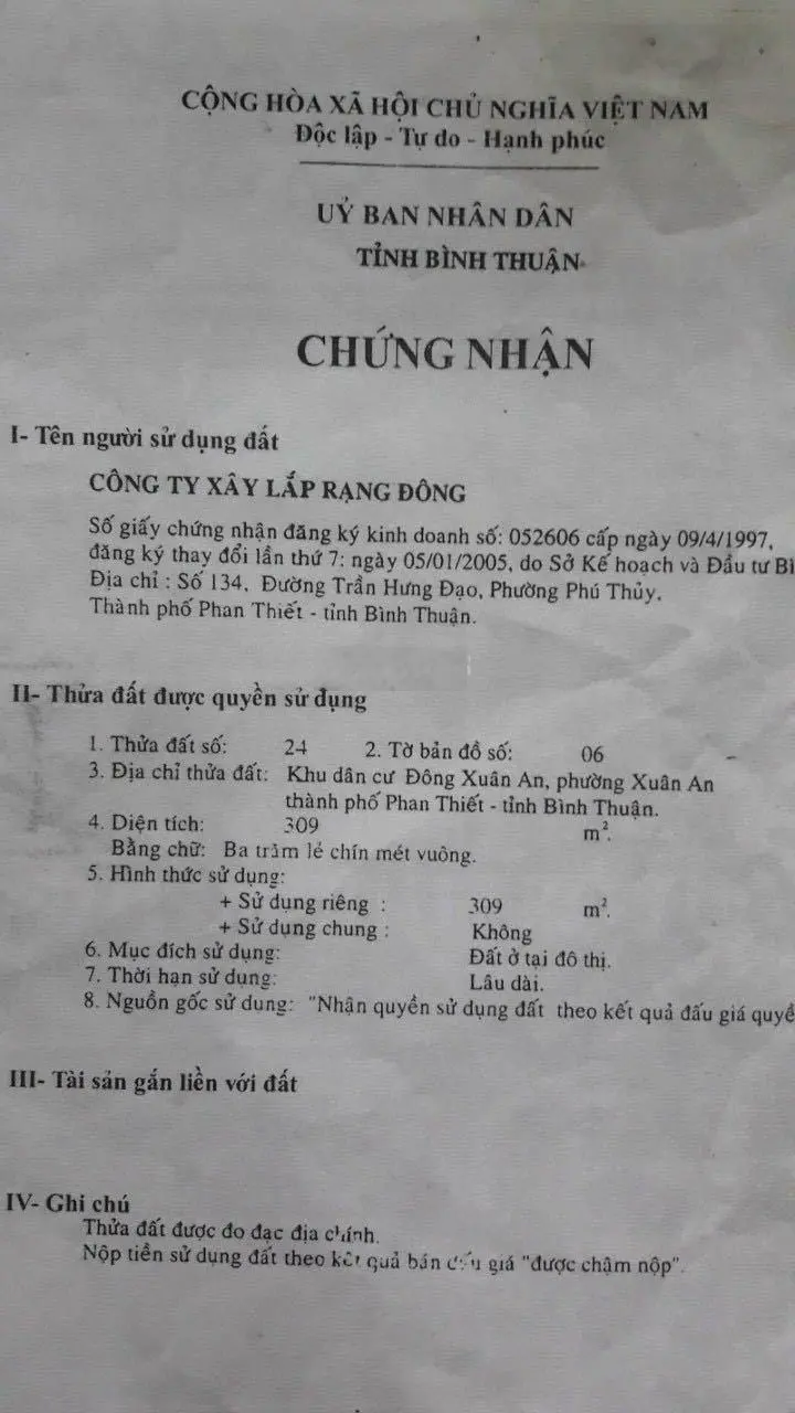 Bán lô góc 2 mặt tiền biệt thự Võ Chí Công - Khu Đông Xuân An - TP Phan Thiết