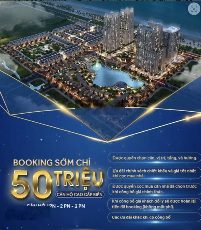 Căn hộ hạng sang 3 trong 1, kề sông, giáp biển, sổ hồng vĩnh viễn booking chỉ 50tr