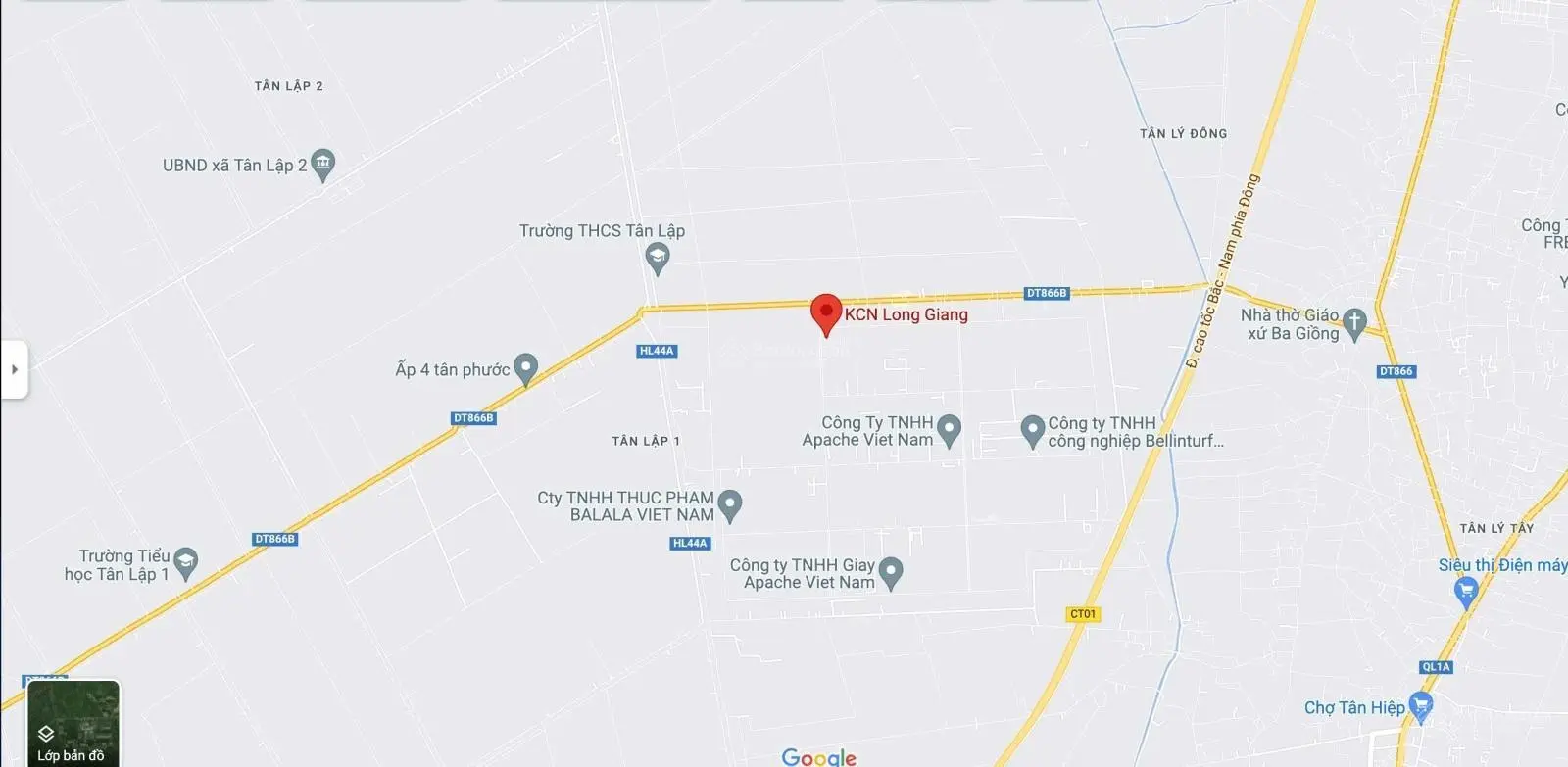 Bán gấp 62.000 m2 đất trong khu công nghiệp Long Giang 3.000.000 VND/m2