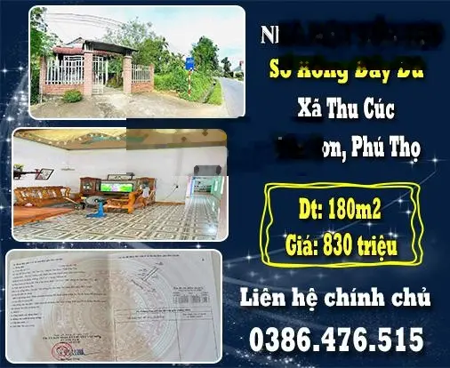 Chính chủ bán căn nhà mặt tiền tại xã thu cúc, tân sơn, phú thọ