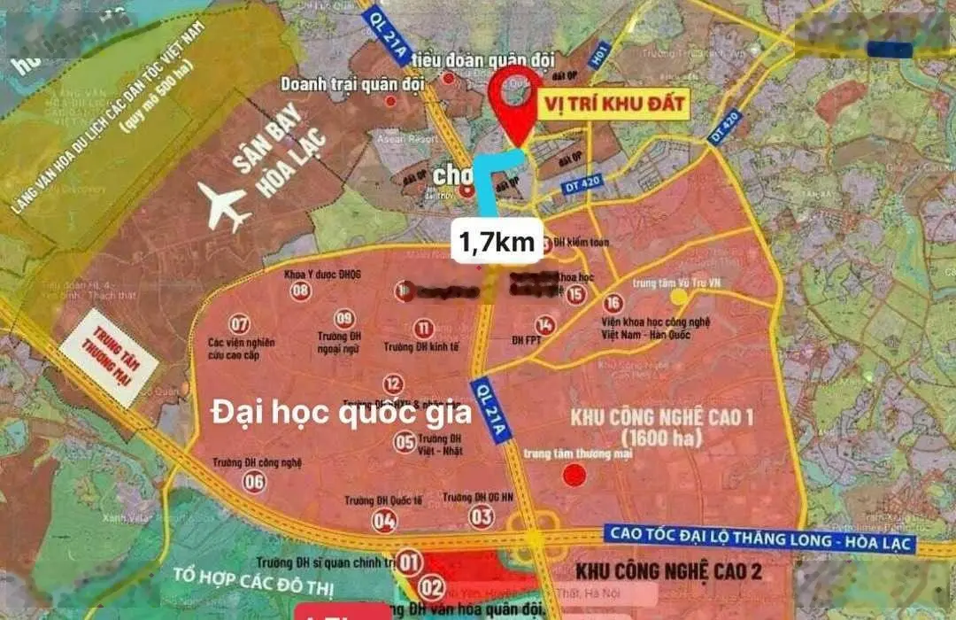 Bán đất thổ cư Hà Nội, gần Đại Học Quốc Gia Hoà Lạc, sổ đỏ riêng biệt. Giá 1tỷ. 0986853461