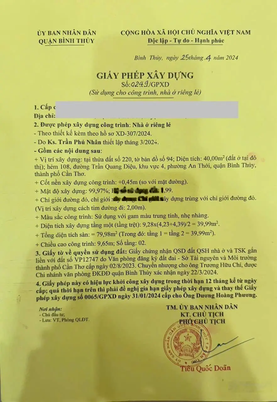 Bán nhà mới 1 trệt 1 lầu hẻm 108 đường Trần Quang Diệu - An Thới - Bình Thuỷ-Cần Thơ (gần cầu ván)