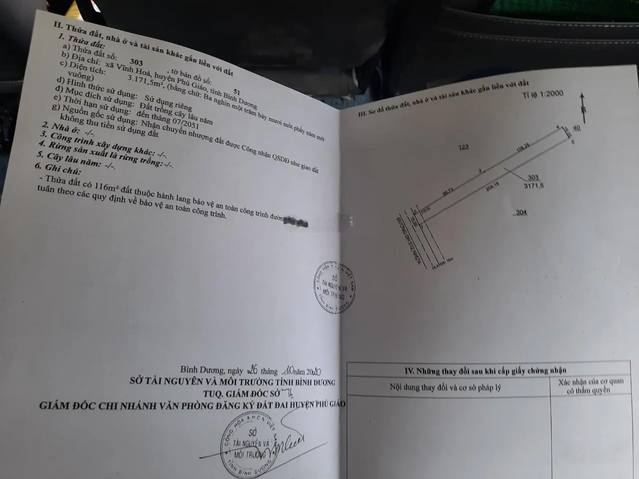 Bán hơn 40ha đất Vĩnh Hòa Phú Giáo, đã đóng SKC 50 năm 1 lần mặt tiền đường DH512