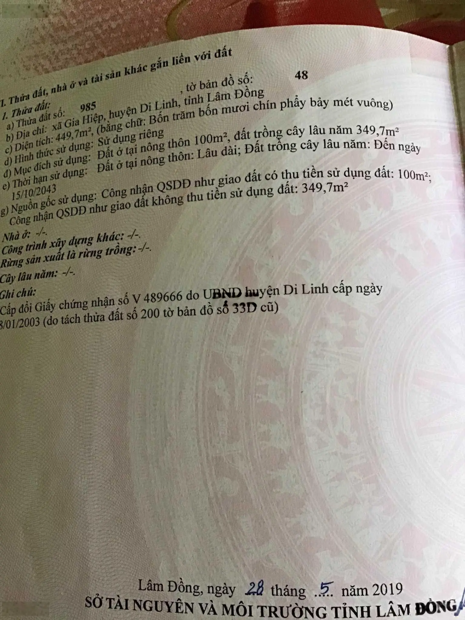 Chính chủ cần bán gấp lô đất đẹp tiềm năng ngay Xã Gia Hiệp, Di Linh, Lâm Đồng