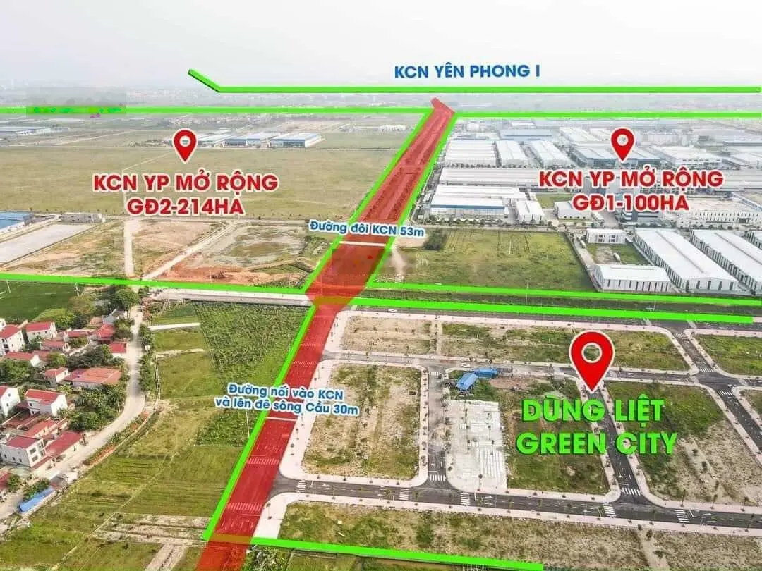 Duy nhất 01 lô view vườn hoa Dũng Liệt Green City - KCN Yên Phong, bán nhanh