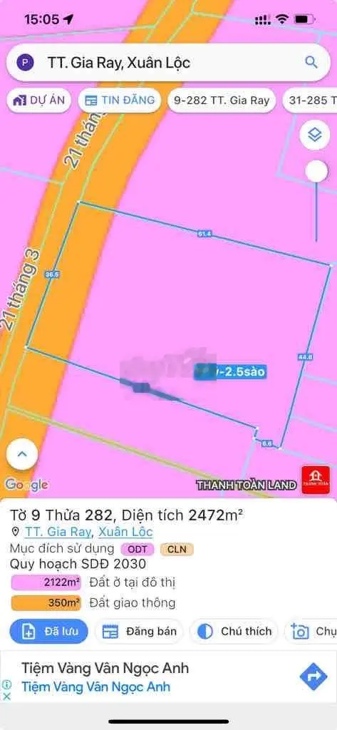 đất mặt tiền đường 21/3