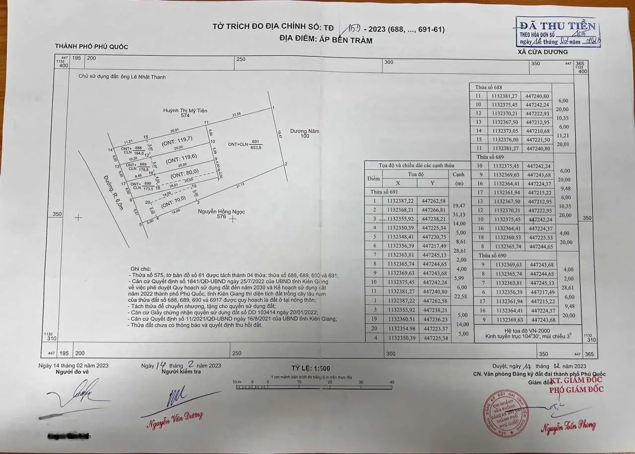 Bán 3 lô 180m2 đất ở, khu Bến Tràm, mỗi sổ đều có 120m2 thổ cư, lộ xóm lưu thông 7m, giá cực ngộp