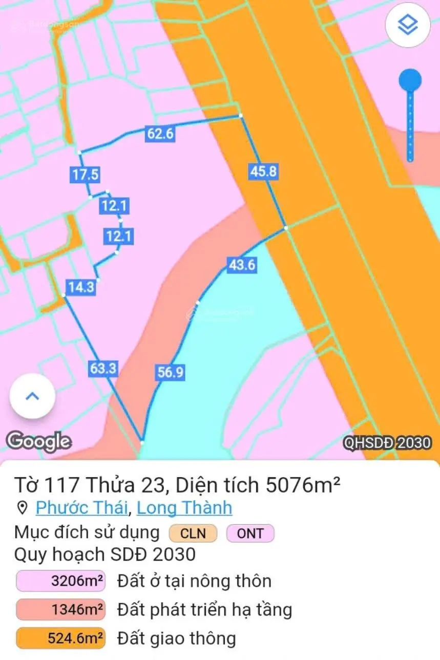 Cần bán đất mặt tiền Quốc Lộ 51, Long Thành, Đồng Nai giá tốt, 5000m2, có 300m2 thổ